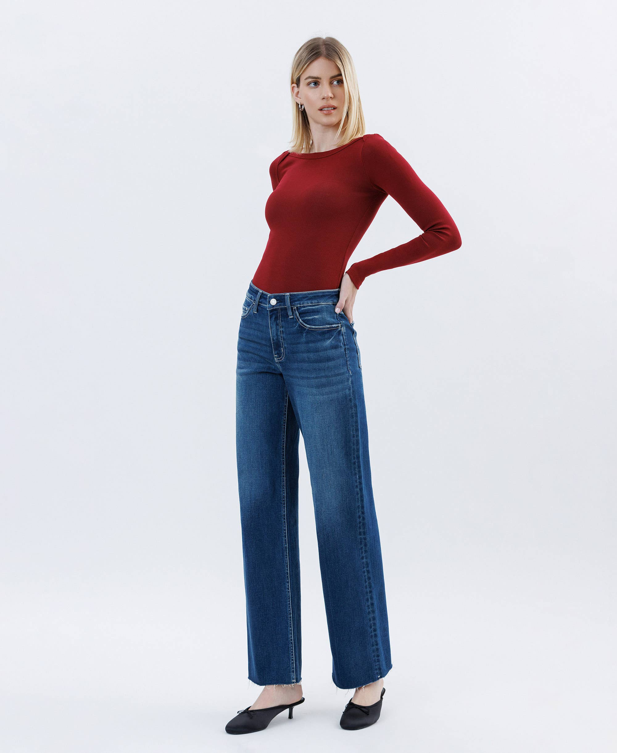 Vervet Auburn High Rise Raw Hem Slim Jeans