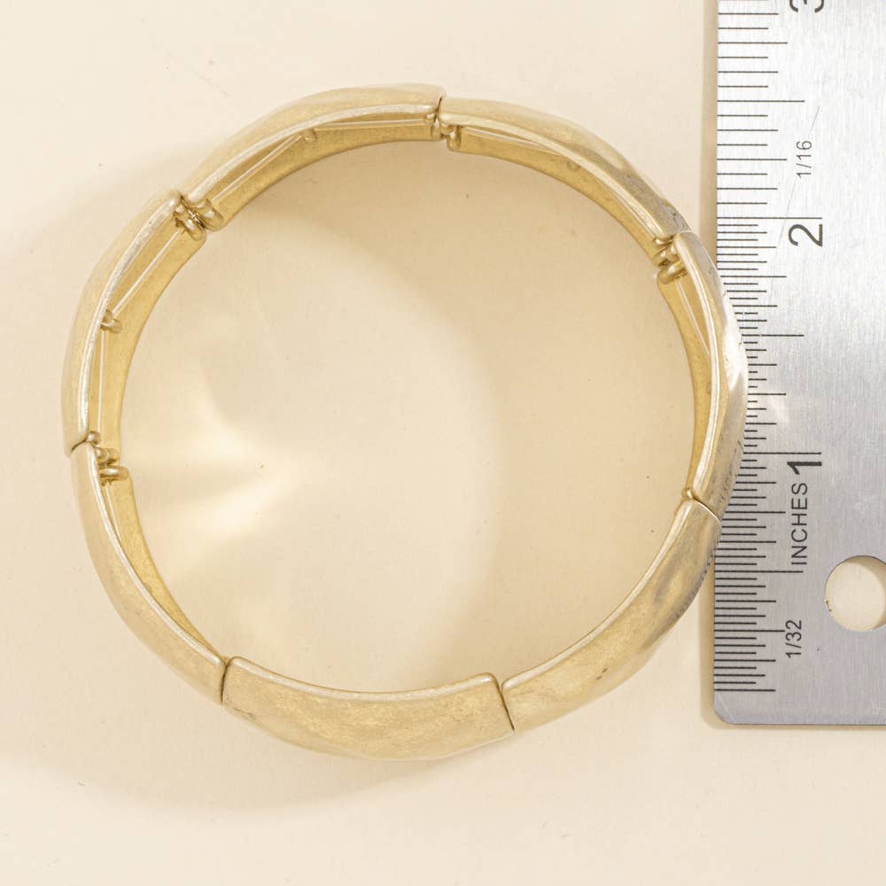 Seaton Hammered Curved Plate Wide Stretch Bracelet