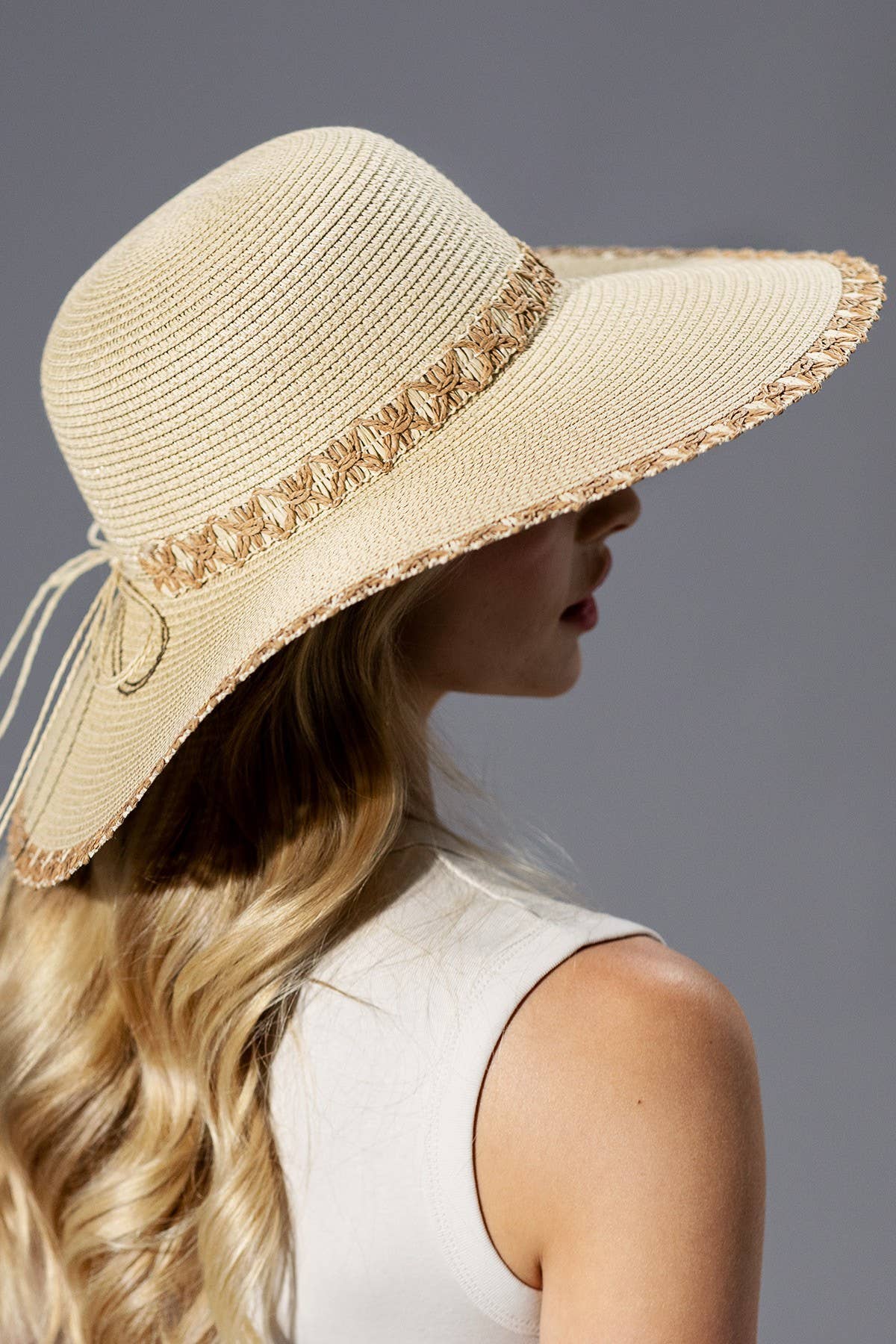Harper Edge Detail Wide Brim Floppy Straw Hat