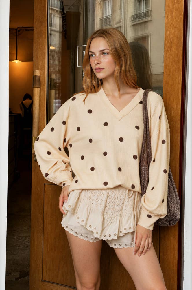 Paula Polka Dot Knit Top PREORDER