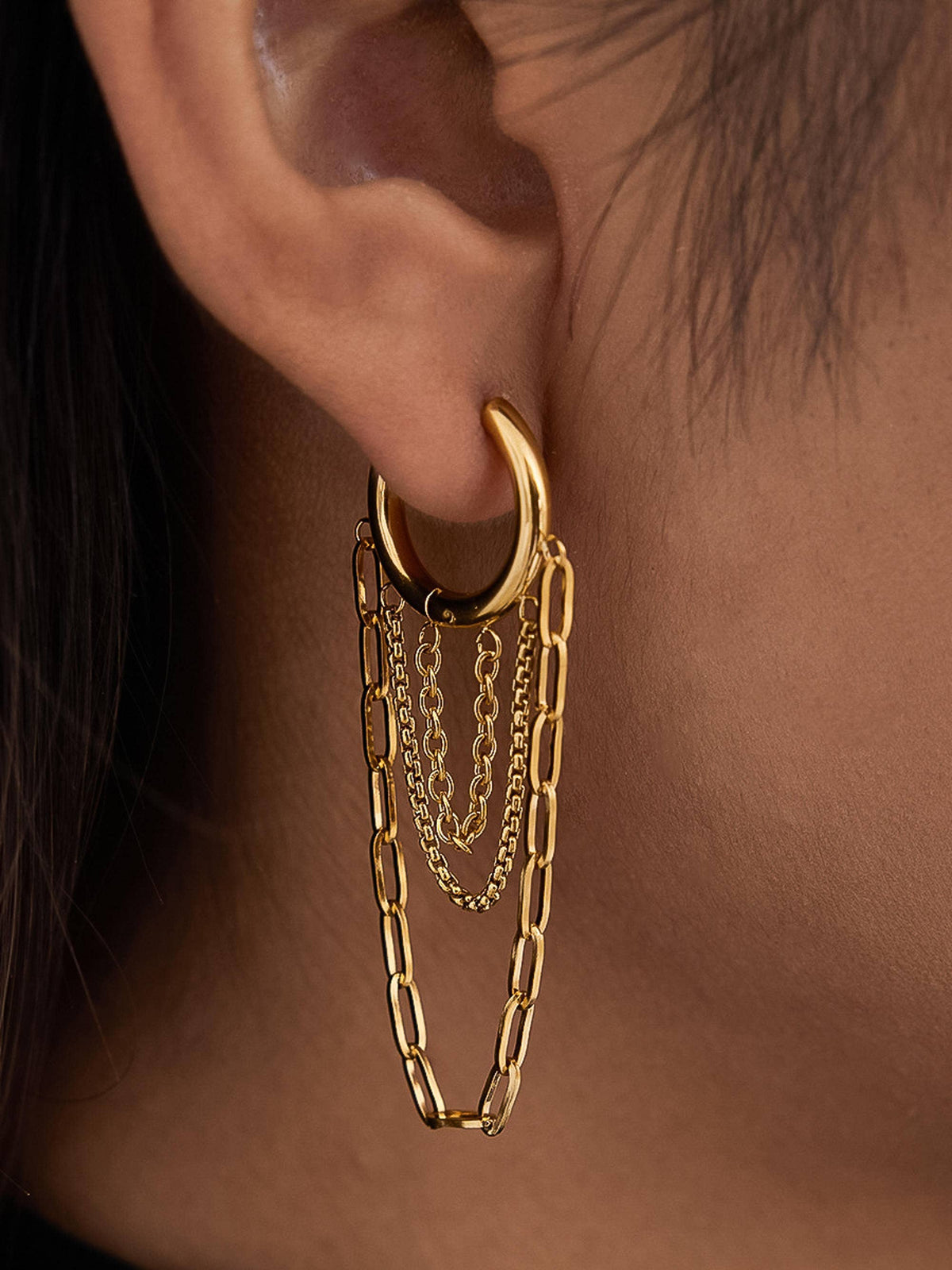 Flânerie by MAIQ Vianne 18K Gold Non-Tarnish Multi Chain Drop Earrings