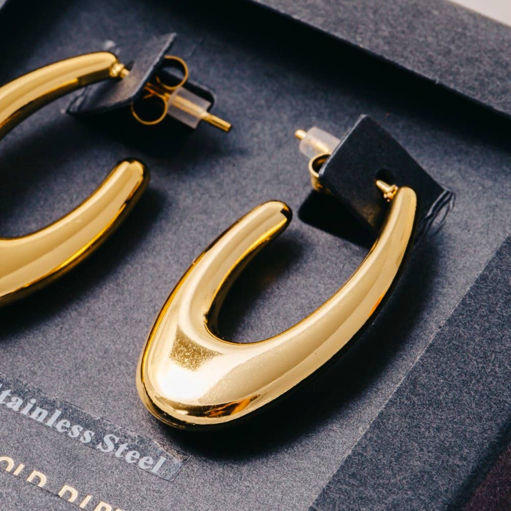 Biggs Gold Dipped Puffy Oval Hoop Earrings