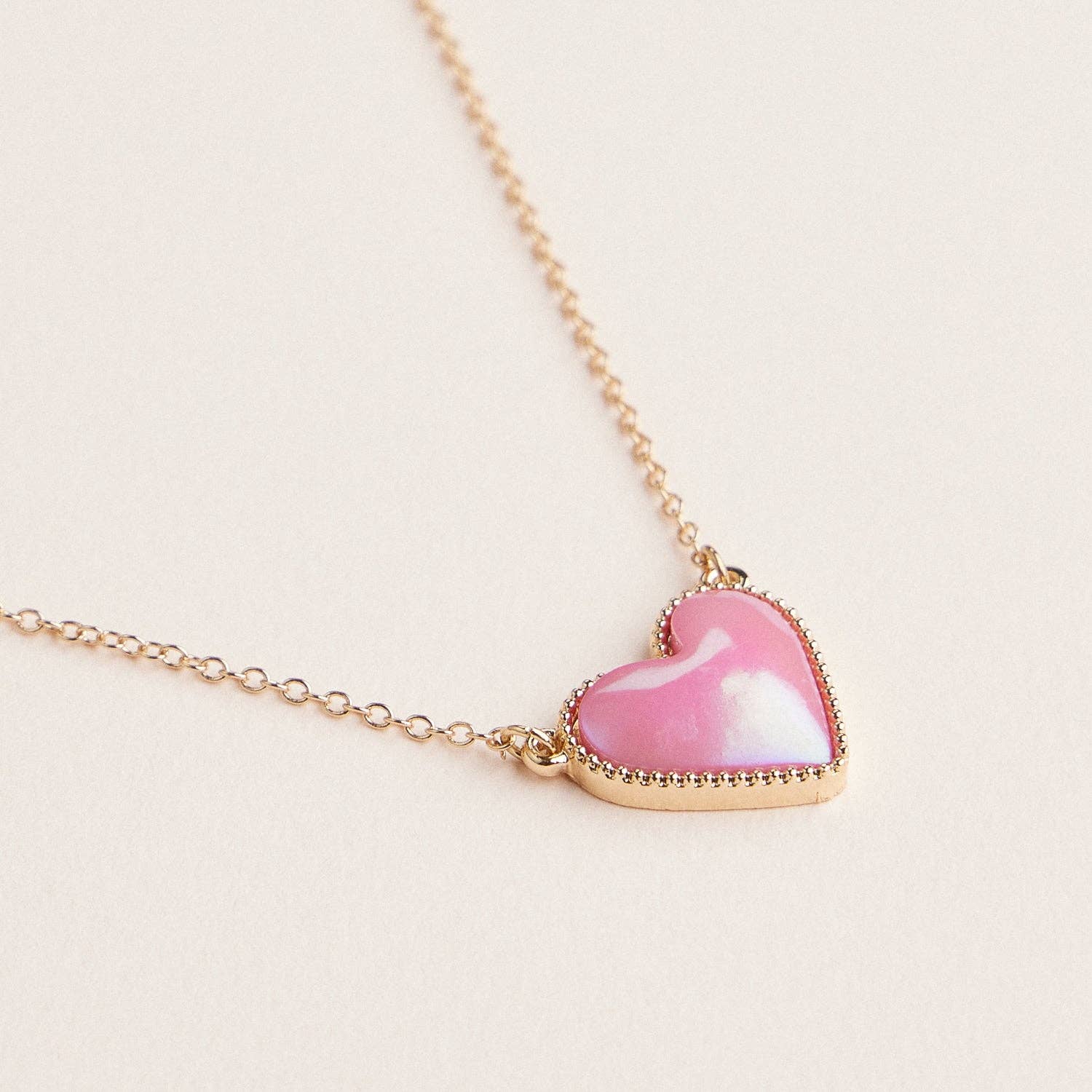 Harlow Heart Shaped Enamel Pendant Necklaces in Gold Chain