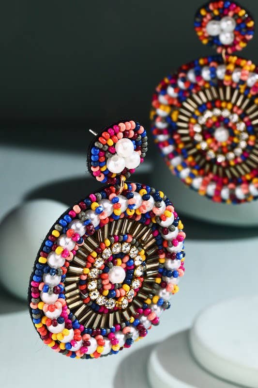 Hux Multi Mixed Seed Beads Earrings