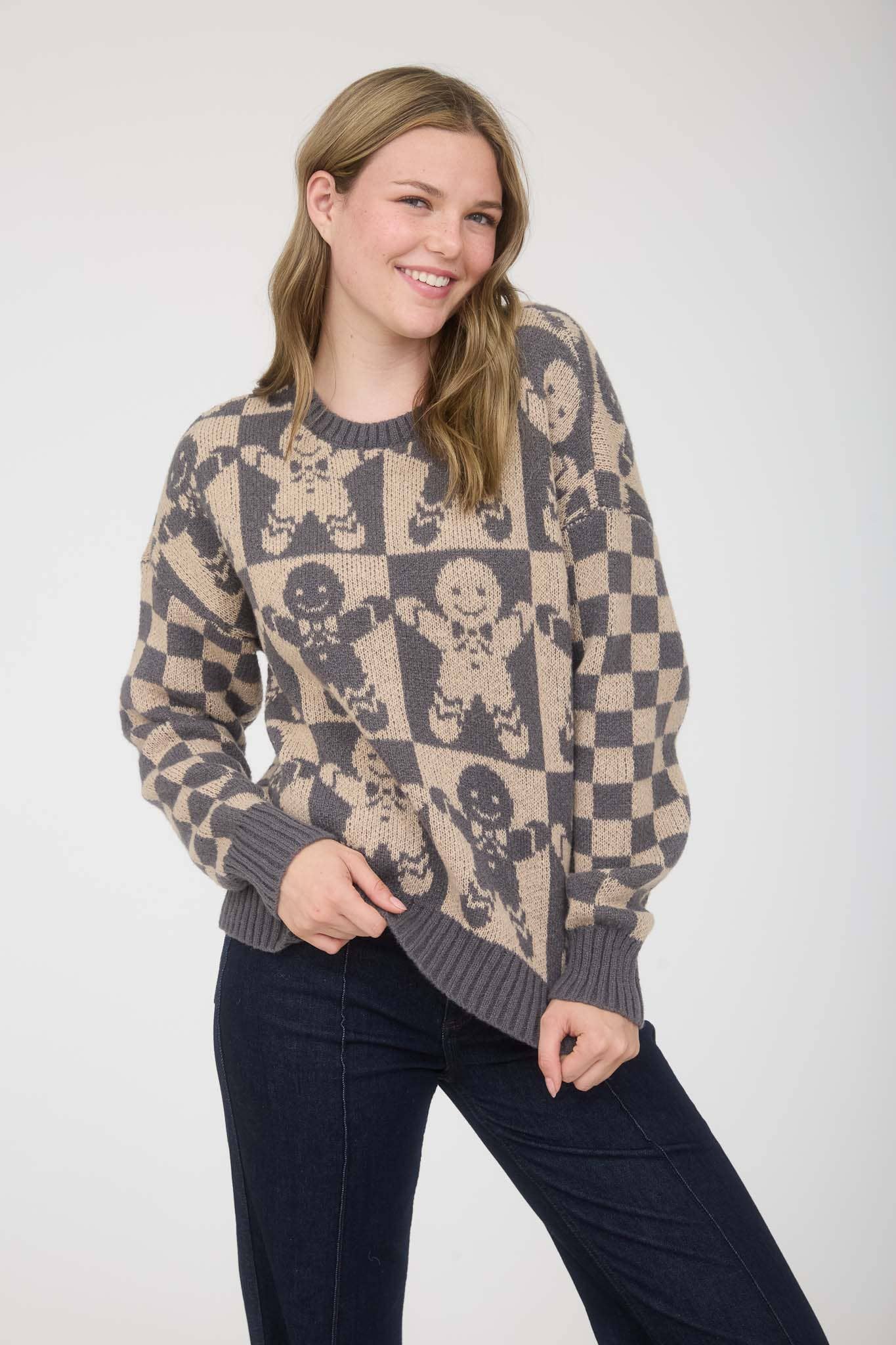 Rowe Check Gingerbread Sweater