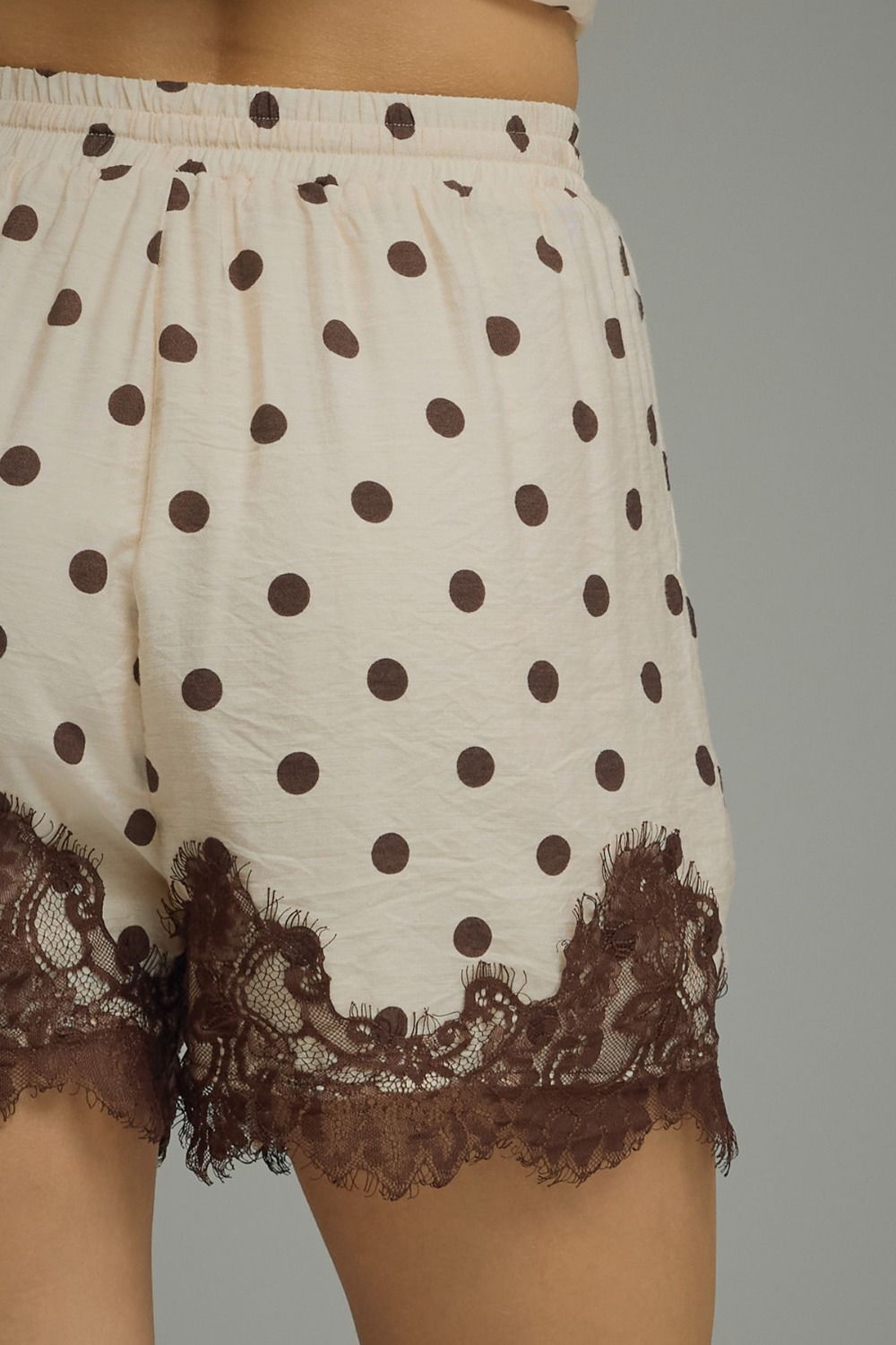 Entro Faye Lace Ecru Polka Dot Shorts