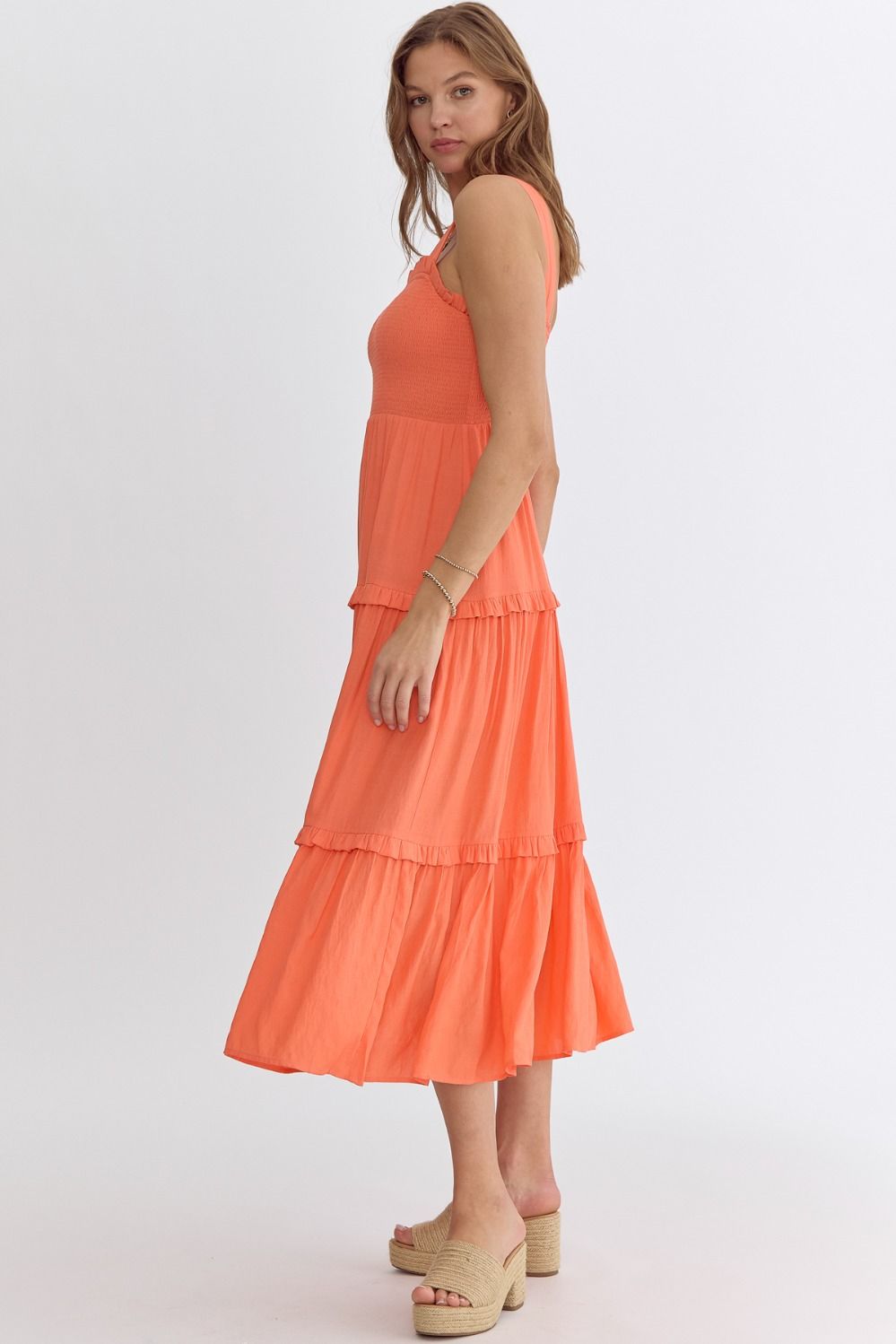 Bella Midi Tangerine Dress