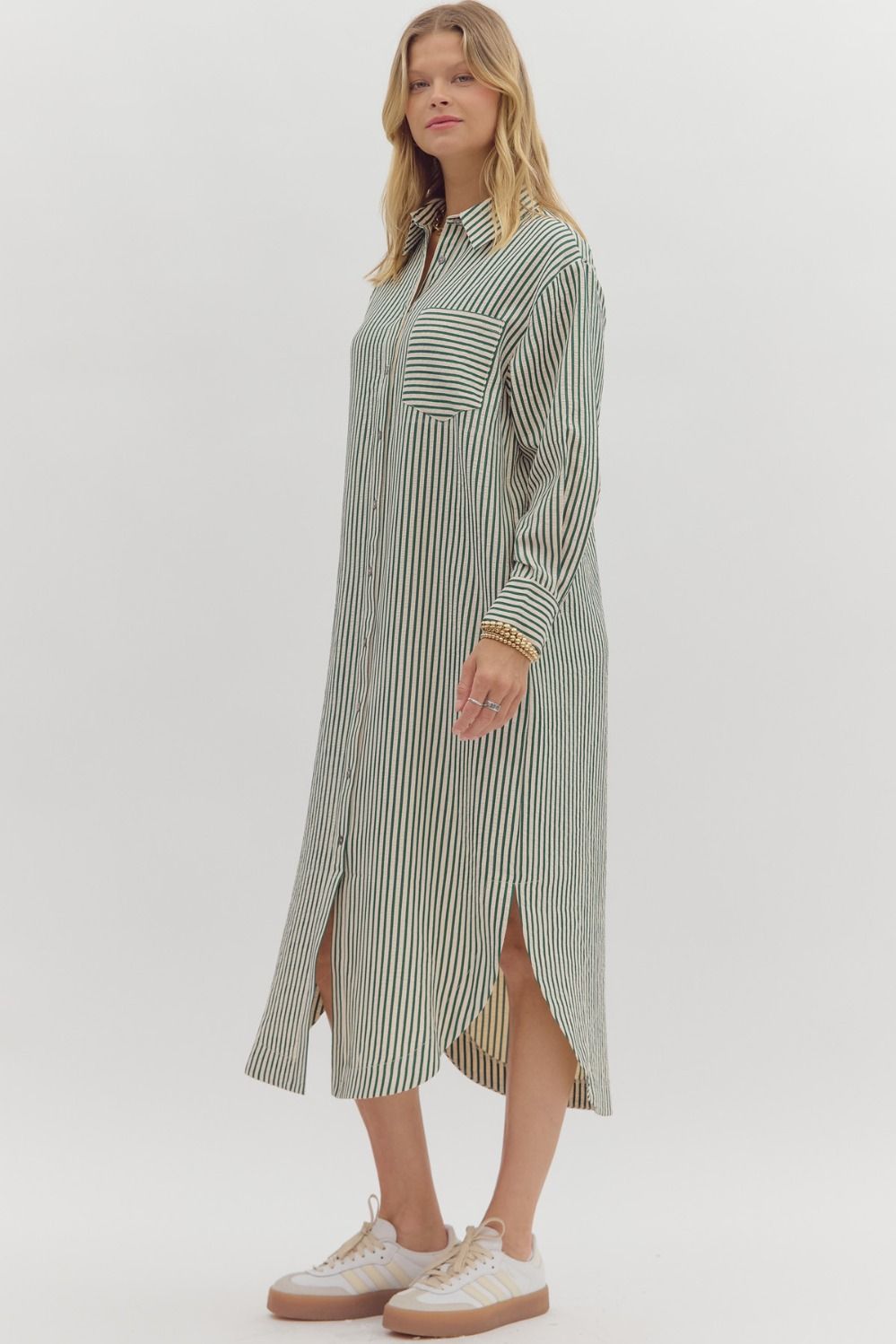Viola Stripe Midi Shirt Dress