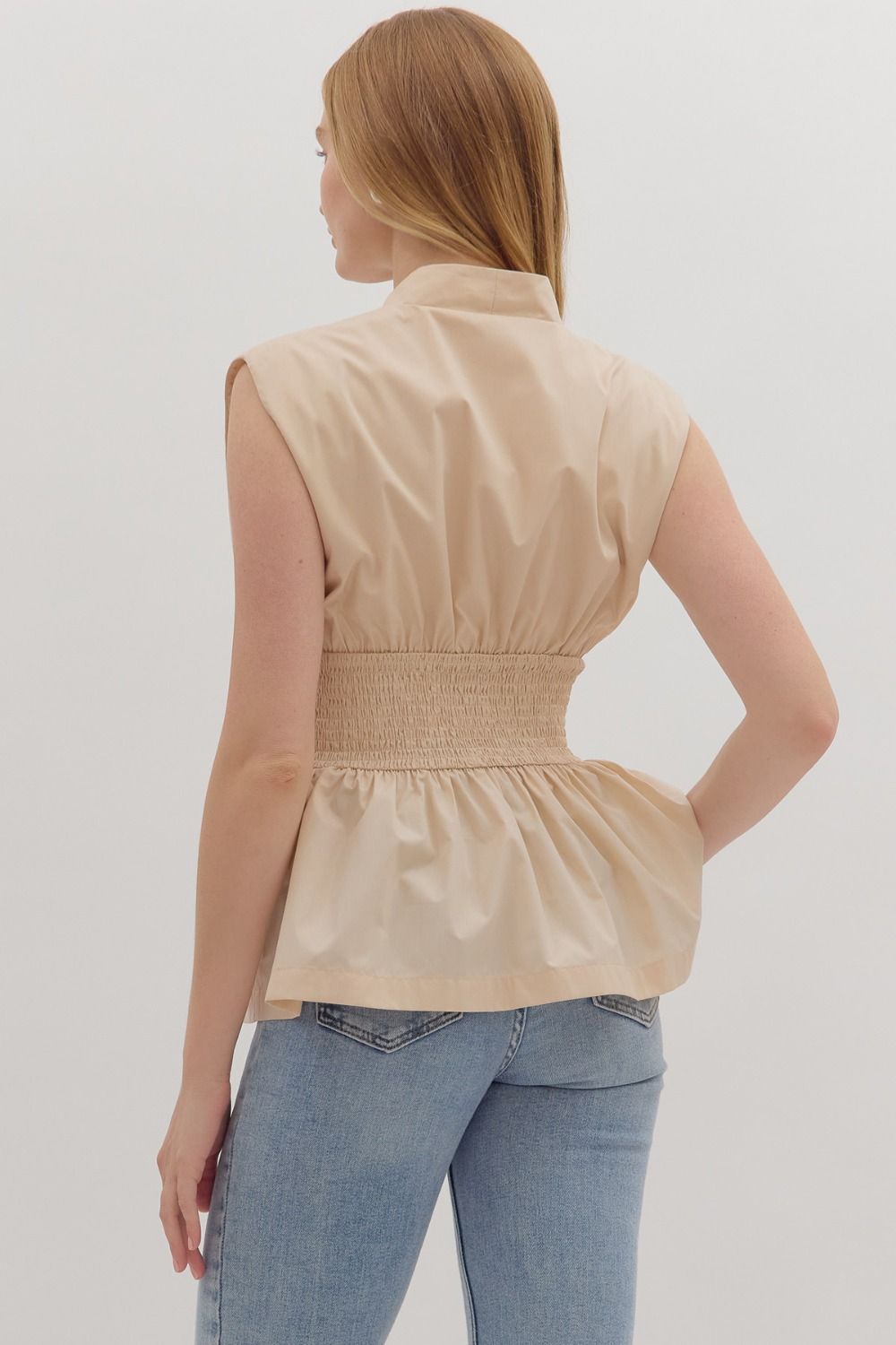 Vastly Ecru Zip Top