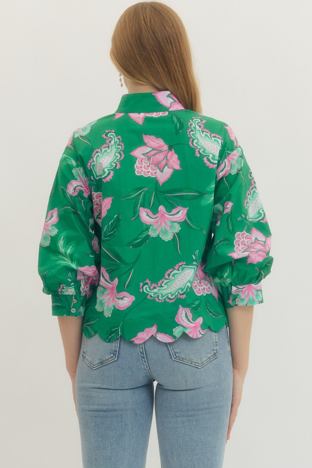 Rhonda Floral Scallop Blouse -In stores 3/13
