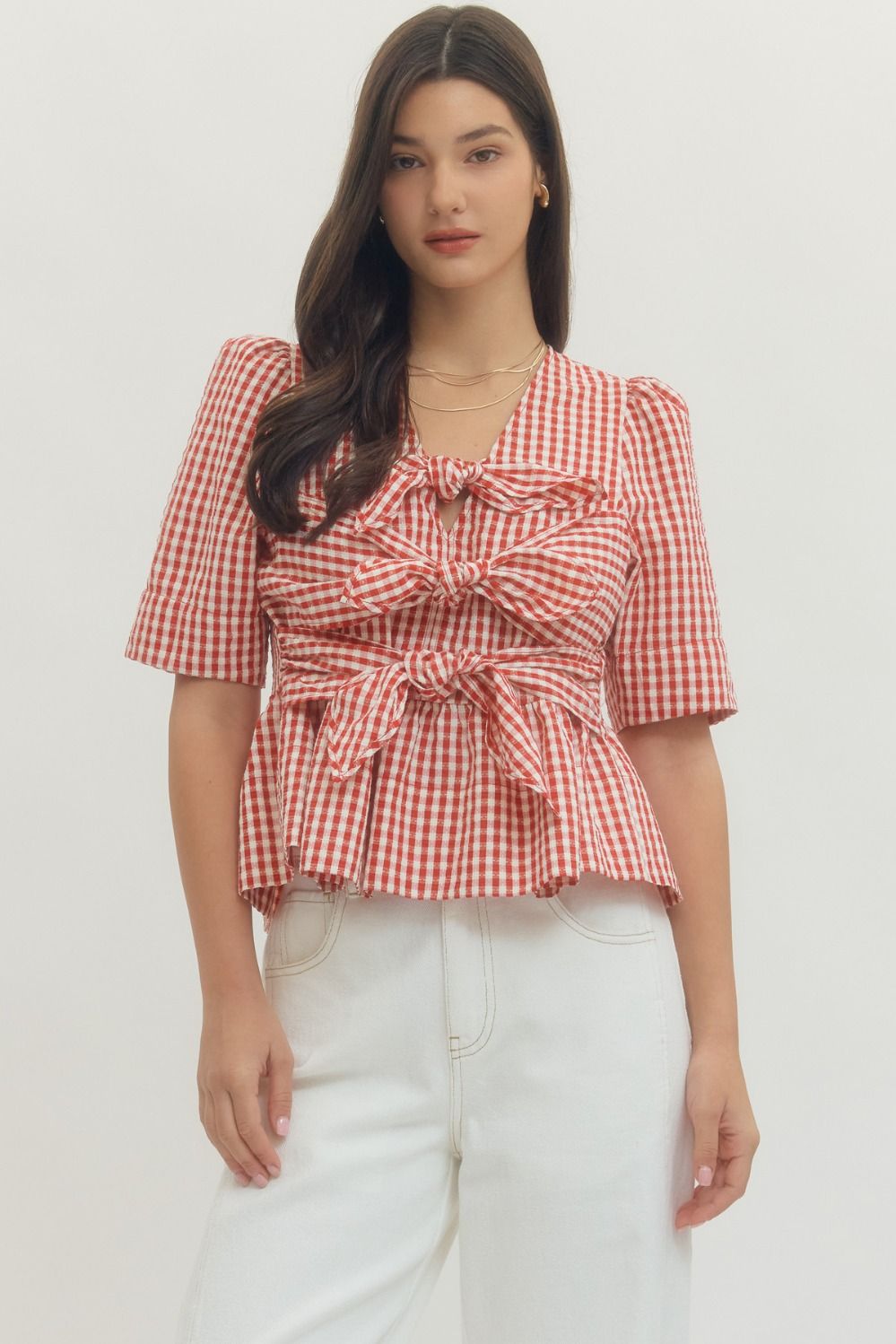 Entro Leighton Gingham Top