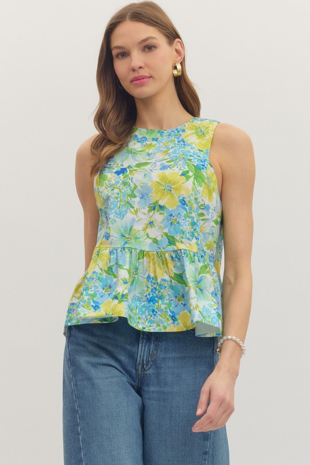 Entro Lidia Floral Peplum Top
