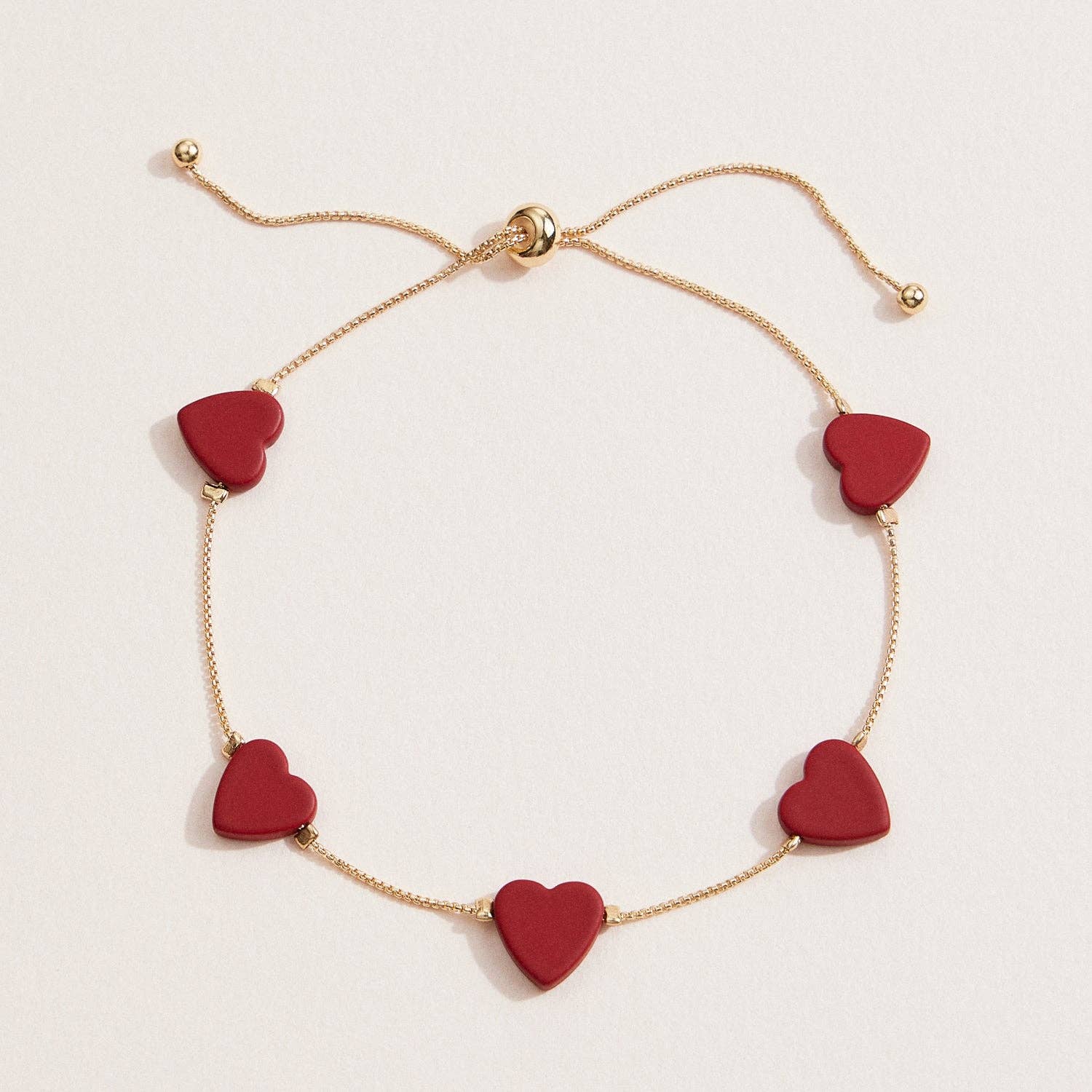 Hamm Gold Adjustable Heart Charm Minimalist Bracelet