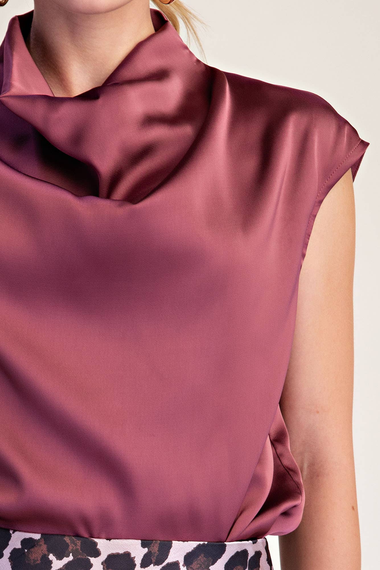 Channing Cowl Neck  Sleeveless Satin Top