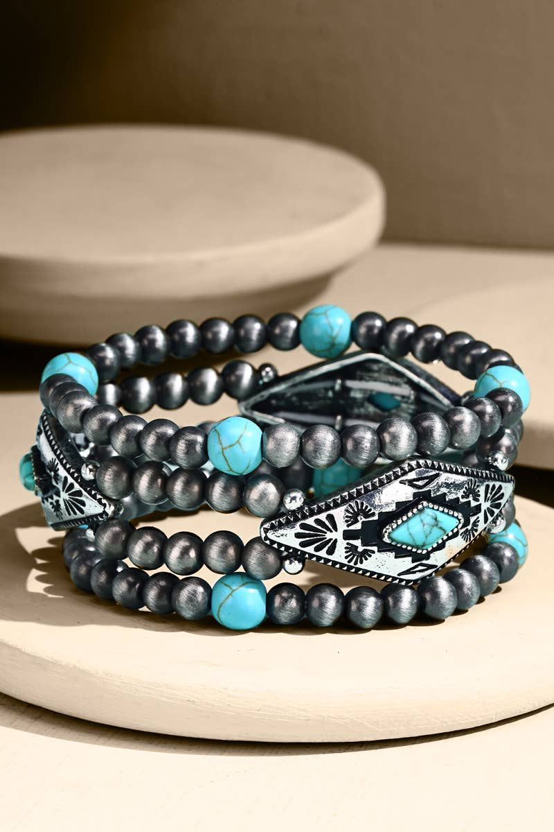 Foster Beaded Western Stretch Bracelet