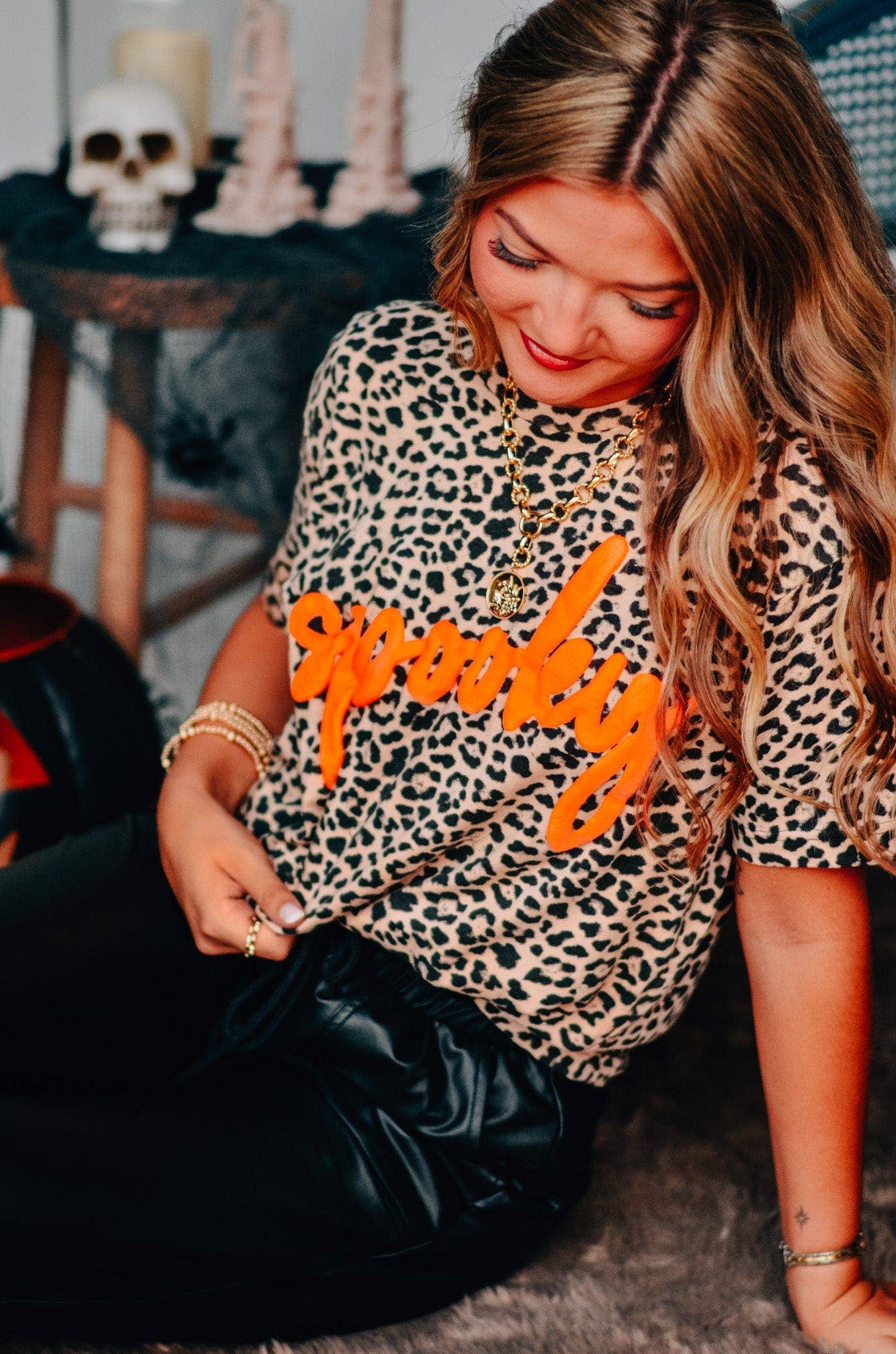 Spooky Bleached Leopard Tee- Small-XL!  PREORDER SHIPS 10/5