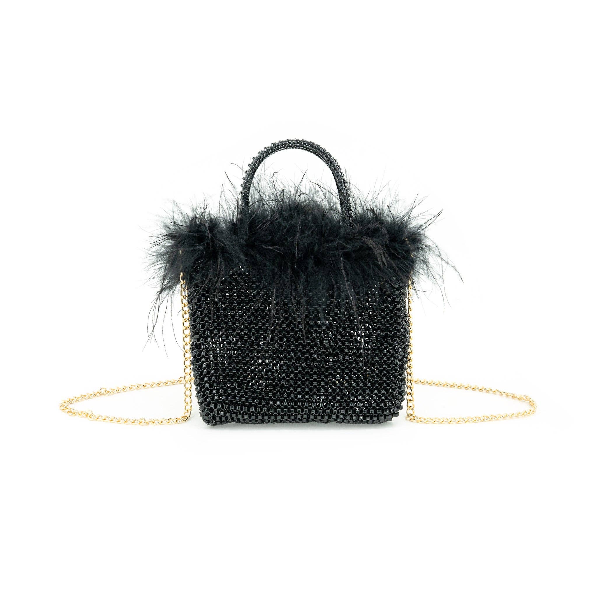 Blaze Feather Beaded Evening Bag