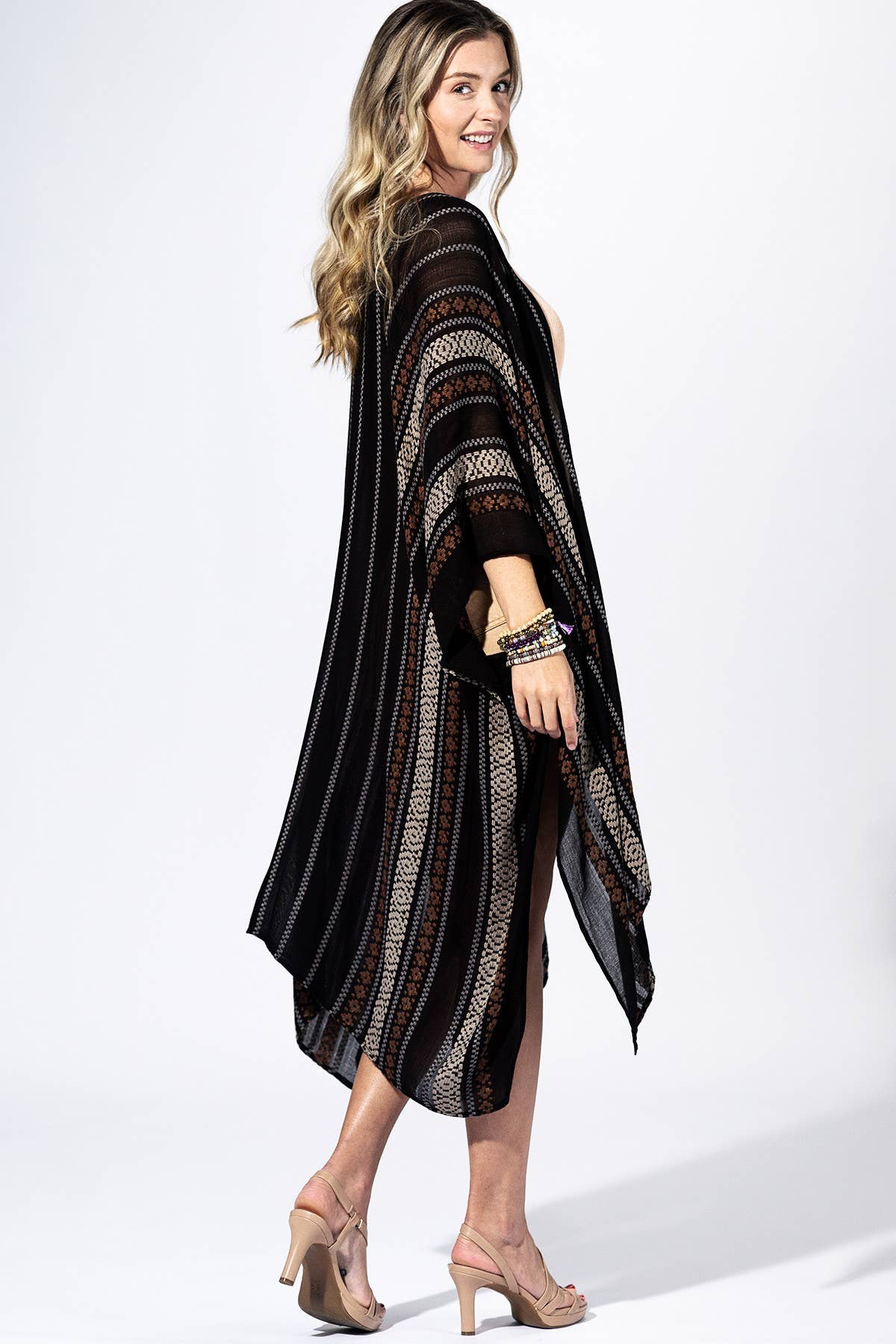 Sulia Midnight Navy Striped Kimono