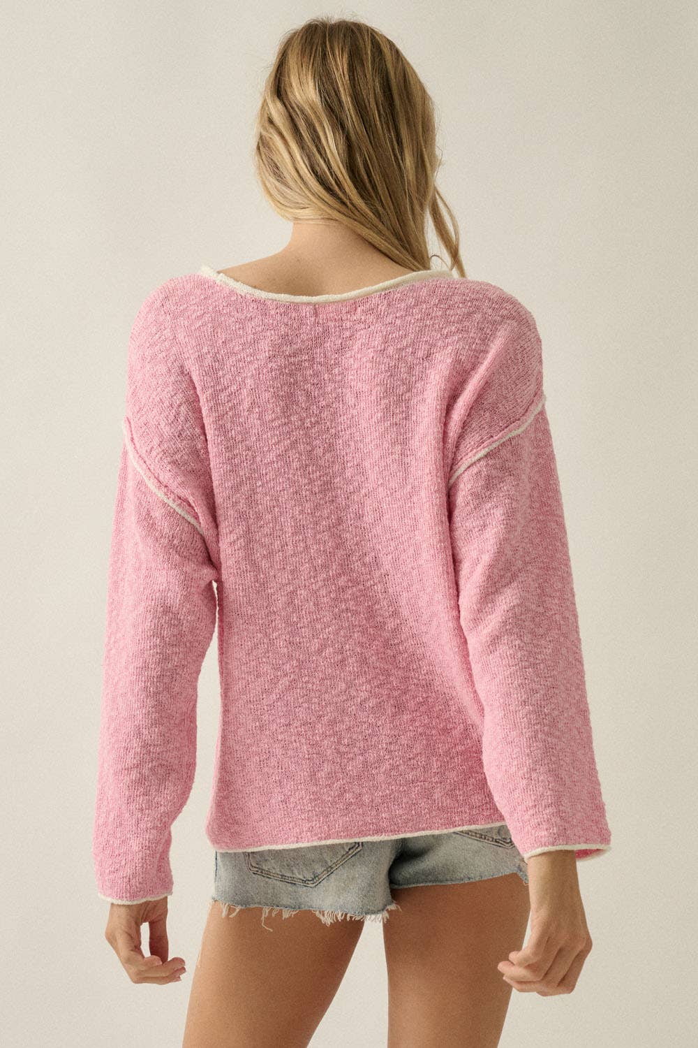 Gully Contrast Rolled-Edge Loose-Fit Sweater FINAL SALE
