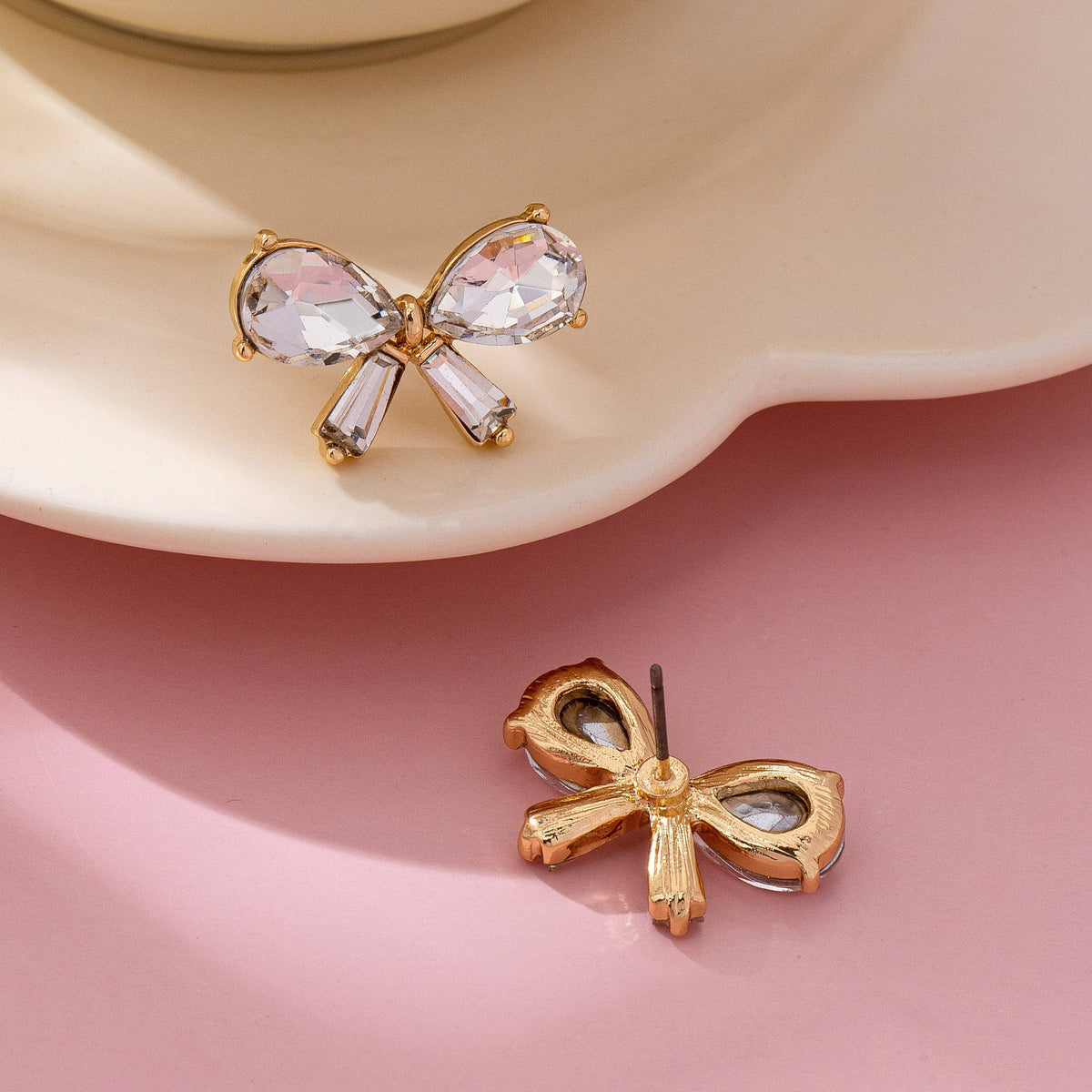 Coy Crystal Bow Stud Earrings