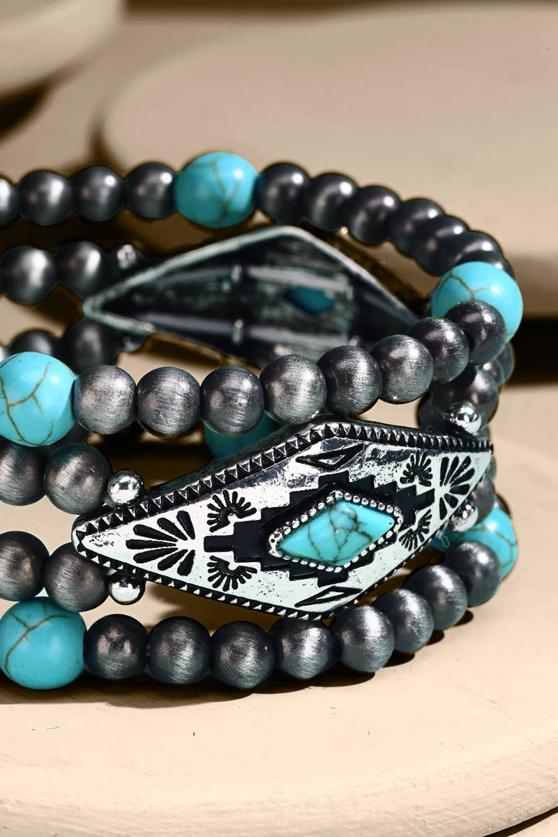 Foster Beaded Western Stretch Bracelet