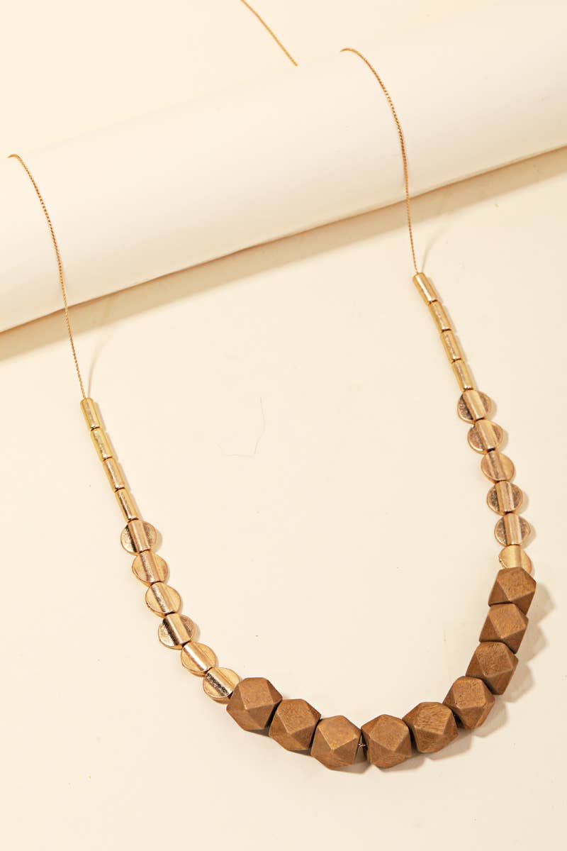 Arvi Block Bead Charm Long Necklace