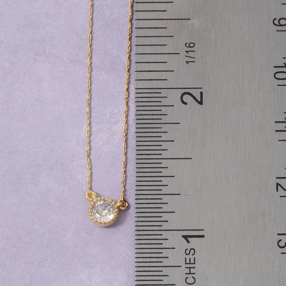 Smithe Dainty Chain Round Cz Halo Solitaire Pendant Necklace