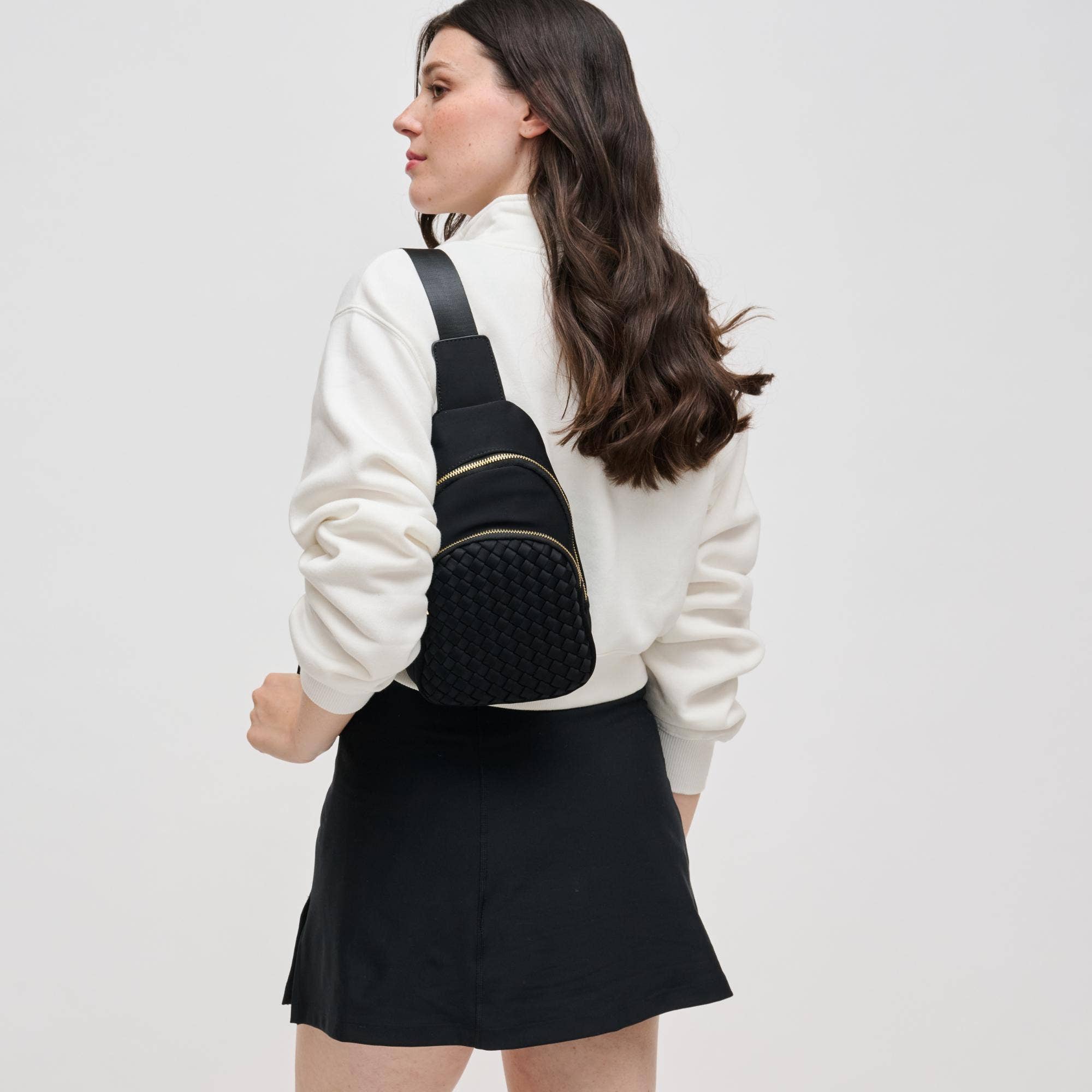 Hailey Woven Neoprene Sling Backpack