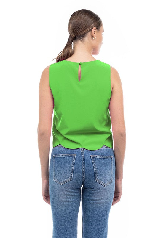 Rory Scallop Neon Green Tank FINAL SALE