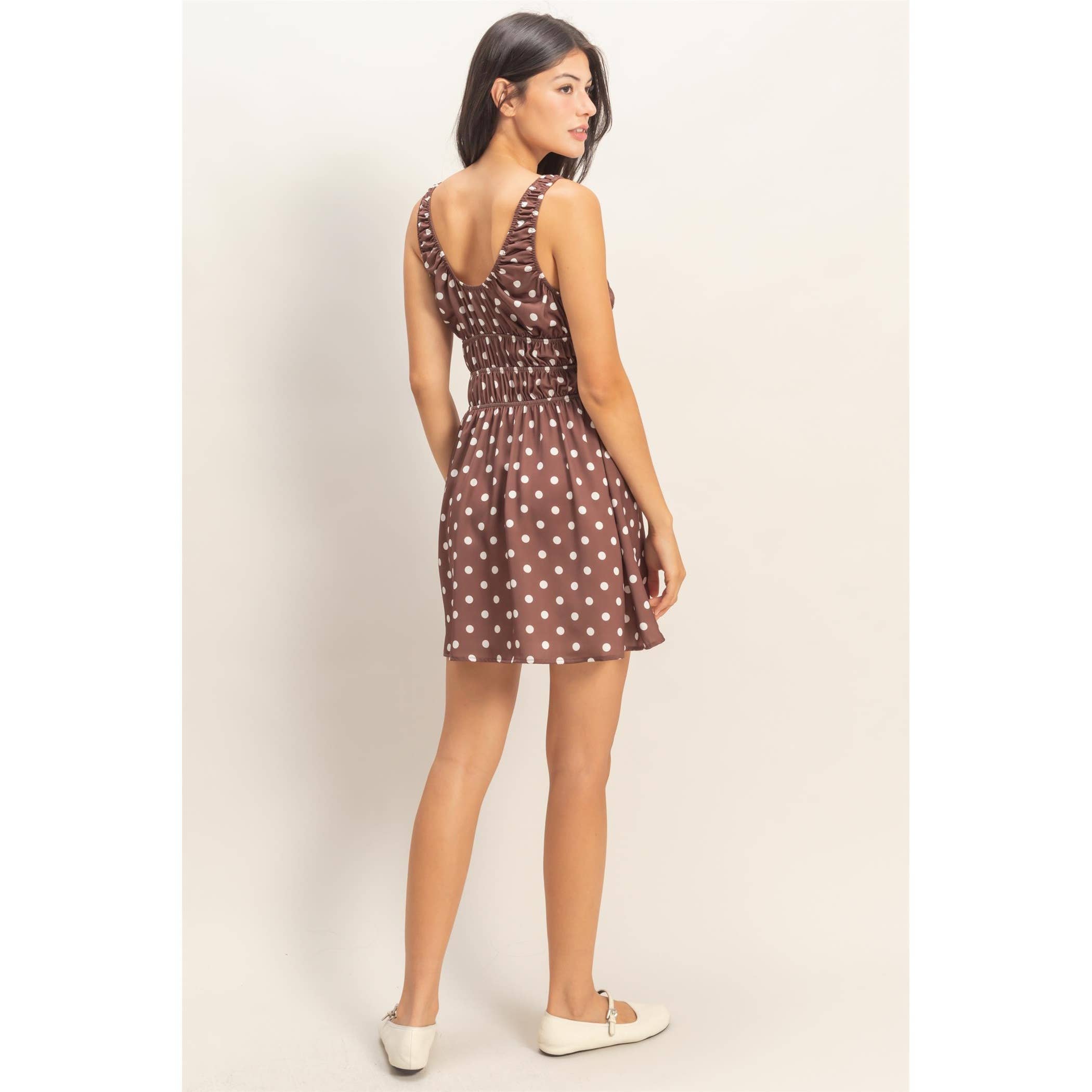 Rima Satin Polka Dot Mini Dress