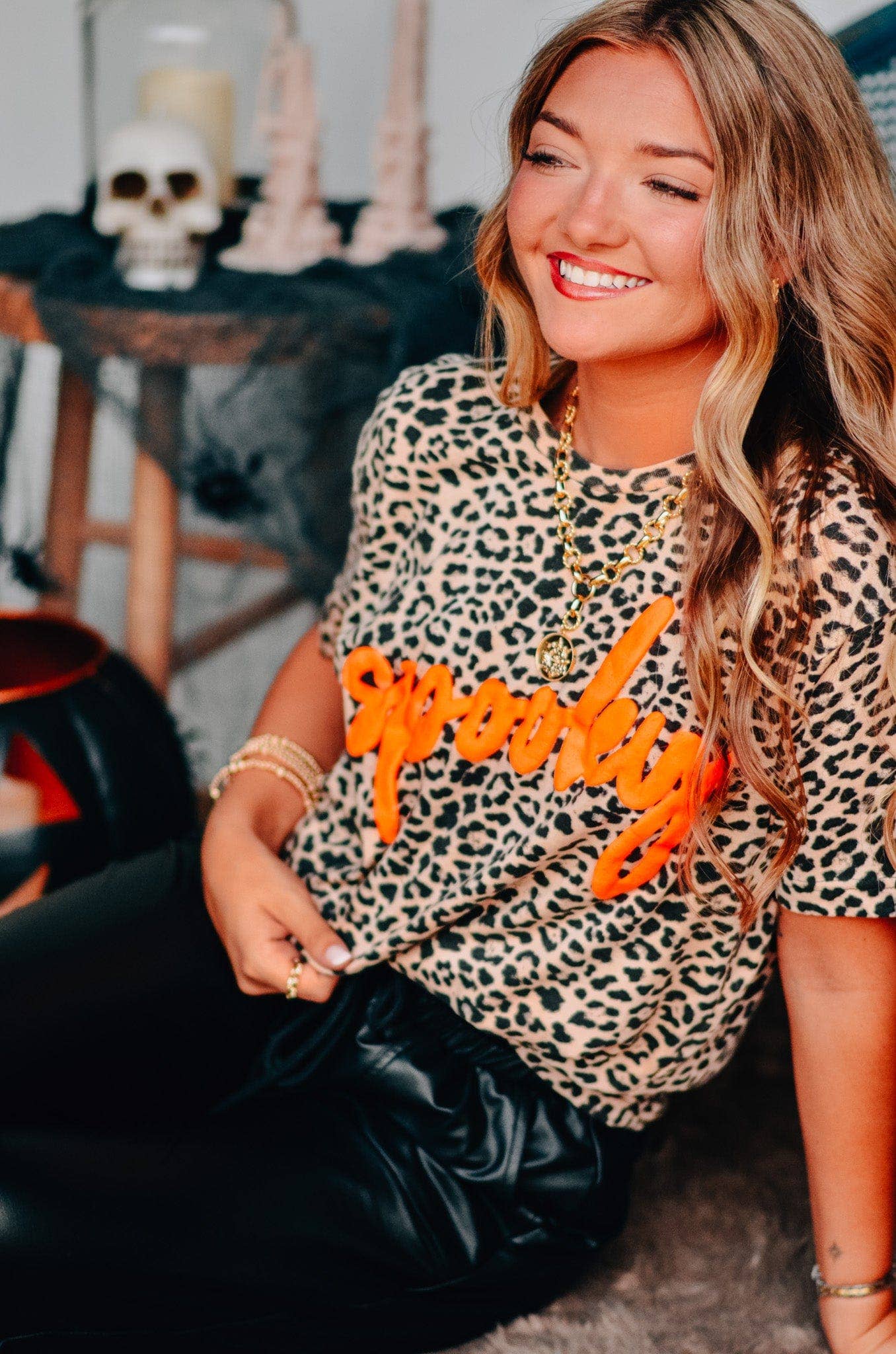 Spooky Bleached Leopard Tee- Small-XL!  PREORDER SHIPS 10/5