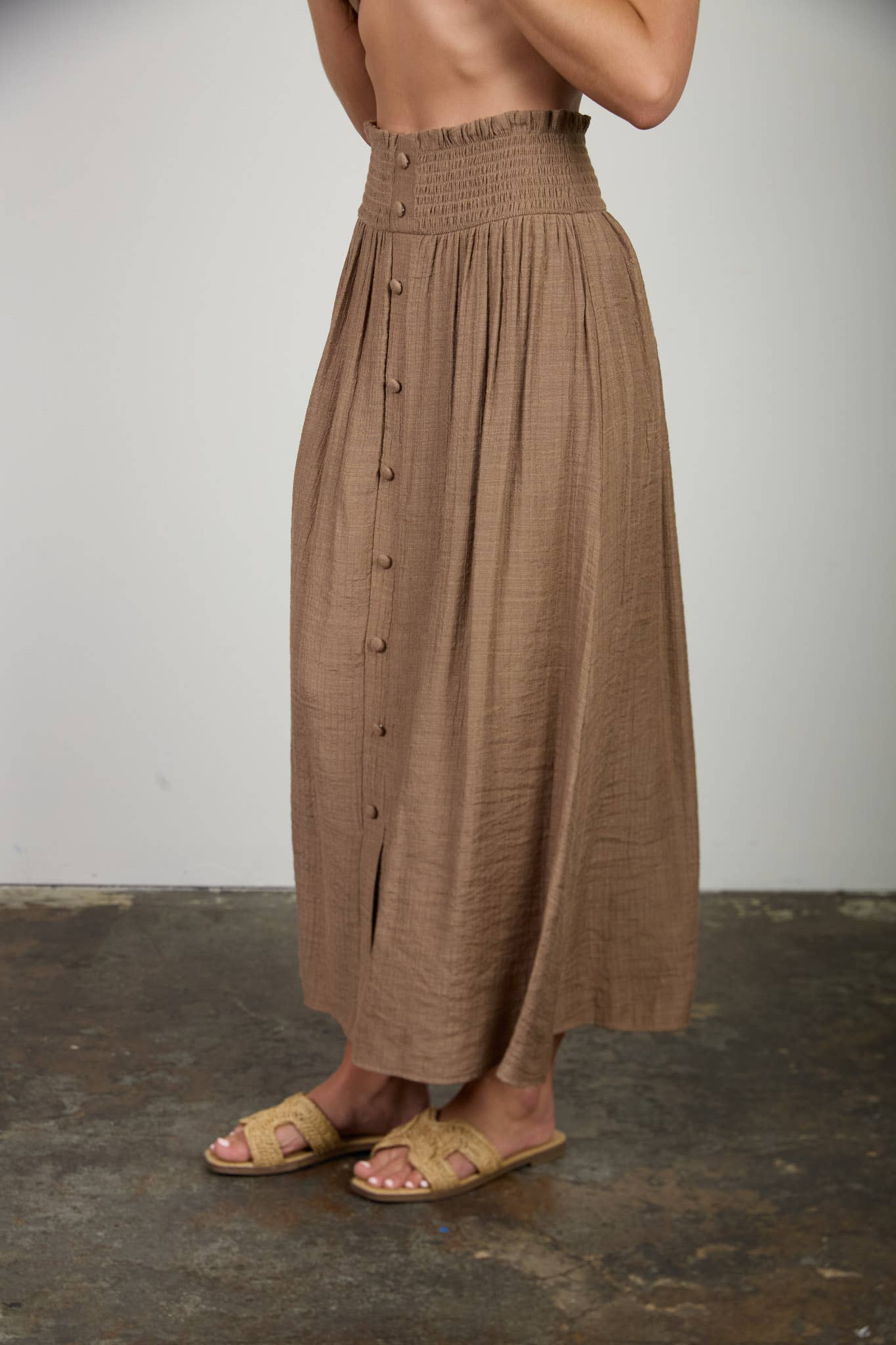 Starla Smocked Waist Midi Skirt