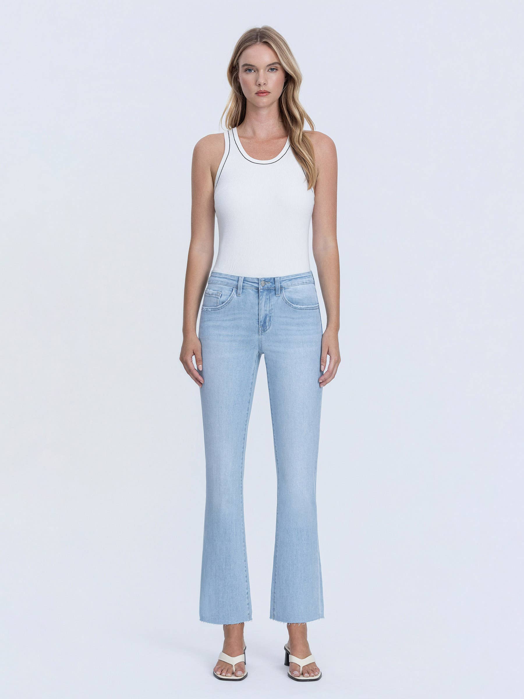 Vervet Mid Rise Light Wash Ankle Bootcut Jeans