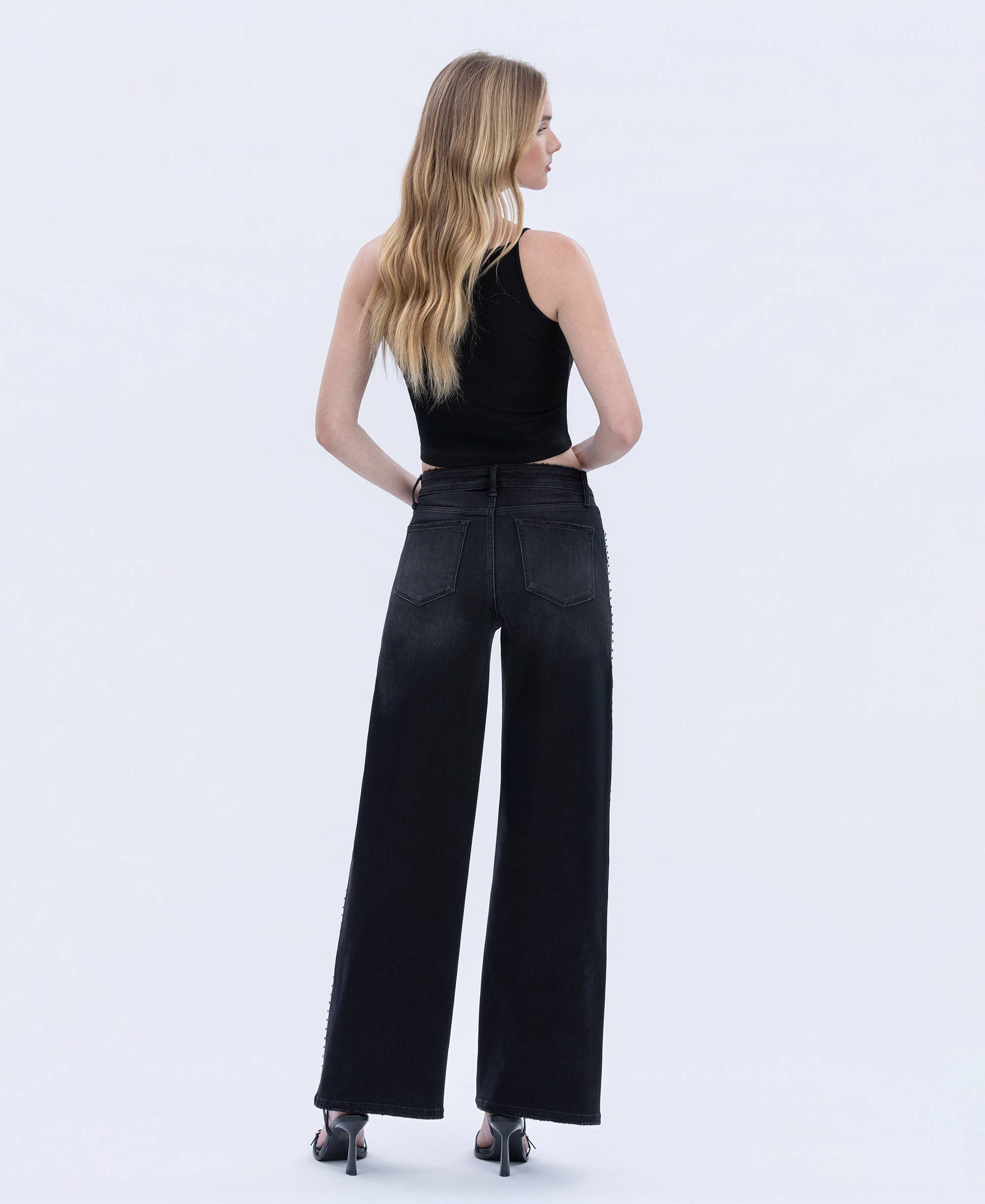 Vervet Nail Head Black Wide Jeans