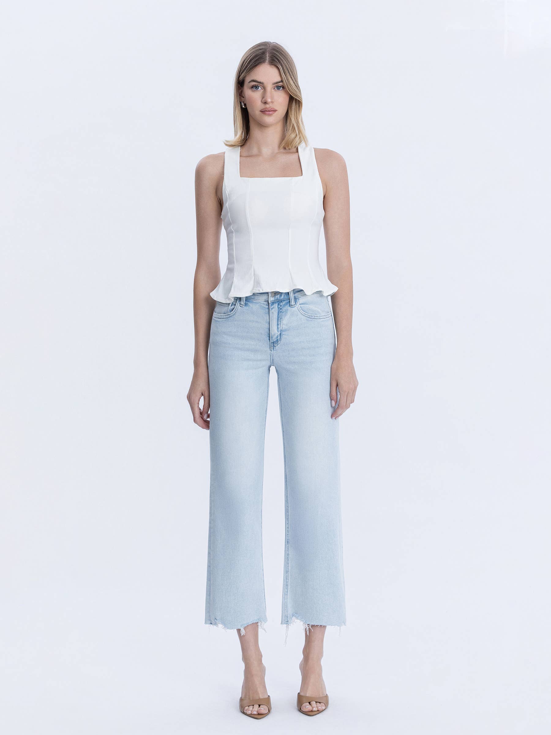 Vervet High Rise Light Wash Slim Wide Jeans
